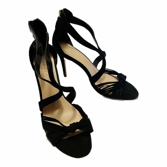 SANDRO PARIS Elisa Black Suede Heels Knotted Strappy Sandals 39 US 8 - 8.5 NIB - Picture 8 of 11